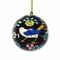3" Dia Set of 3 Hand Painted Black Birds and Flowers Ornaments with Glossy Finish and Hanging Loop
